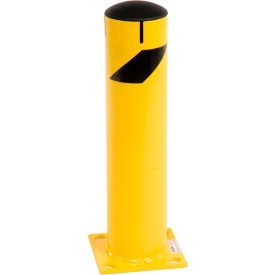 Steel Safety Bollard w/ Chain Slots & Removable Cap, 5.5"D x 24"H