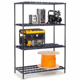 4 Shelf Blue Heavy Duty Wire Shelving Unit, Starter, 48"W x 24"D x 63"H
