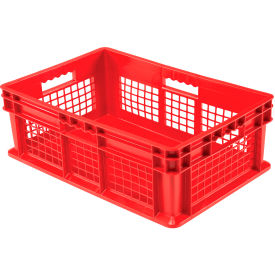 Mesh Straight Wall Container, Solid Base, 23-3/4"Lx15-3/4"Wx8-1/4"H, Red