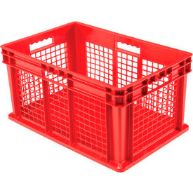 Mesh Straight Wall Container, Solid Base, 23-3/4"Lx15-3/4"Wx12-1/4"H, Red