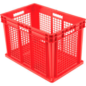 Mesh Straight Wall Container, Solid Base, 23-3/4"Lx15-3/4"Wx16-1/8"H, Red