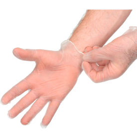 Industrial Grade Vinyl Gloves, 3.2 Mil, Powdered, M, Clear, 100/Box
