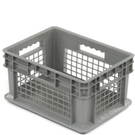 Mesh Straight Wall Container, Solid Base, 15-3/4"L x 11-3/4"W x 8-1/4"H, Gray