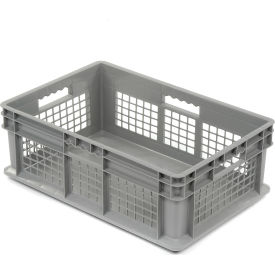 Mesh Straight Wall Container, Solid Base, 23-3/4"Lx15-3/4"Wx8-1/4"H, Gray