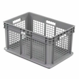 Mesh Straight Wall Container, Solid Base, 23-3/4"Lx15-3/4"Wx12-1/4"H, Gray
