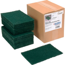 Heavy Duty Scouring Pads, Green, 6" x 9" - Case of 15 Pads