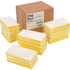 Light Duty Scrub Sponge, Yellow/White, 3.25" x 6.25" - Case of 20 Sponges
