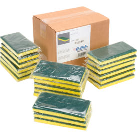 Heavy Duty Scrub Sponge, Yellow/Green, 3.25" x 6.25" - Case of 20 Sponges