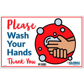 Please Wash Your Hands Sign, 16"W x 10"H, Wall Adhesive