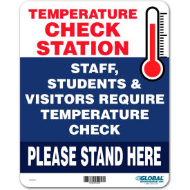Temperature Check Station Sign, 8"W x 10"H, Plastic