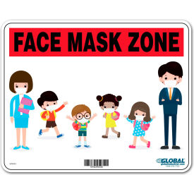 Face Mask Zone Sign, 10"W x 8''H, Plastic