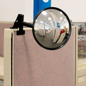 Round Acrylic Clip On Convex Mirror, Indoor, 7" Dia., 160° Viewing Angle