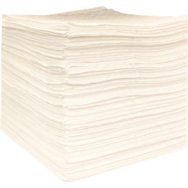 Oil Only Sorbent Pads, Lightweight, 15"W x 18"L, White, 200/Pack