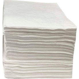 Oil Only Sorbent Pads, Medium-weight, 15"W x 18"L, White, 100/Pack