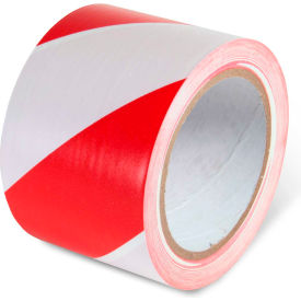 Striped Hazard Warning Tape, 3"W x 108'L, 5 Mil, Red/White, 1 Roll