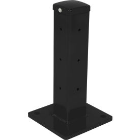Bolt-On Style Steel Post For 3 Ribbed Guard Rails, 18"H, Black