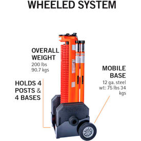 RapidRoll Portable Barrier Wheeled System, 50' Safety Orange Fencing