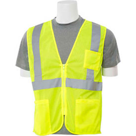 ANSI Class 2 Economy Mesh Safety Vest, Zipper Closure, S, Lime