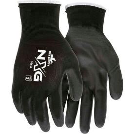 Economy PU Coated Work Gloves, 13-Gauge, Black, Small, 12 Pairs