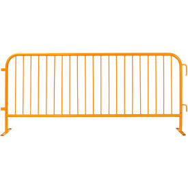 Steel Crowd Control Barrier, 8-1/2'L x 43"H, Flat Feet, Powder Coat Yellow