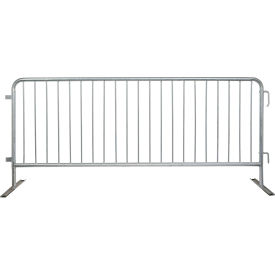 Steel Crowd Control Barrier, 8-1/2'L x 43"H, Flat Feet, Galvanized