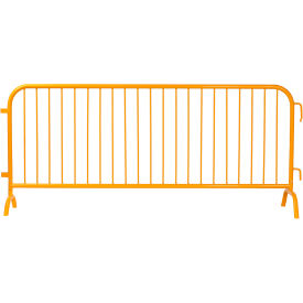 Steel Crowd Control Barrier, 8-1/2'L x 43"H, Bridge Feet, Powder Coat Yellow
