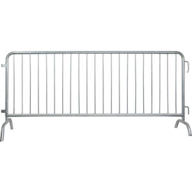 Steel Crowd Control Barrier, 8-1/2'L x 43"H, Bridge Feet, Galvanized