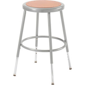 Steel Shop Stool with Hardboard Seat Adjustable Height 19"-27" Gray Pack of 2