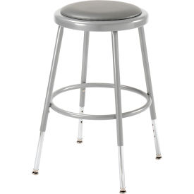 Steel Shop Stool with Padded Seat - Adjustable Height 19" - 27" - Gray - Pack of 2