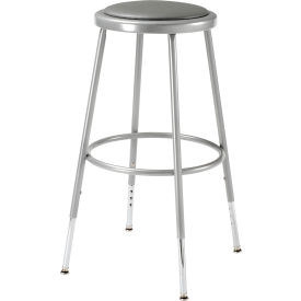 Steel Shop Stool with Padded Seat - Adjustable Height 25" - 33" - Gray - Pack of 2