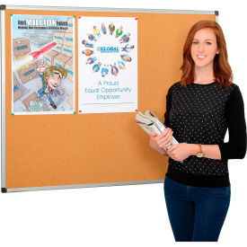 Cork Bulletin Board - 48"W x 36"H - Aluminum Frame