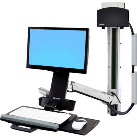 Sit-Stand Combo System with Small CPU Holder, Polished Aluminum