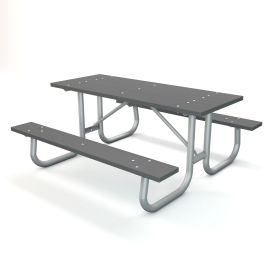 6' Rectangular Picnic Table, Recycled Plastic, Gray