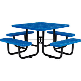 46" Square Picnic Table, Perforated Metal, Blue