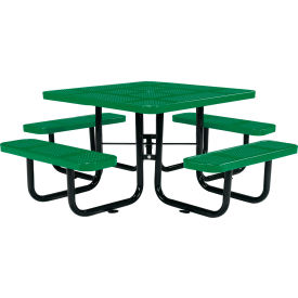 46" Square Picnic Table, Perforated Metal, Green