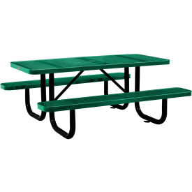 6' Rectangular Picnic Table, Perforated Metal, Green