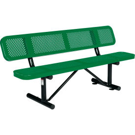 6' Outdoor Steel Picnic Bench w/ Backrest, Perforated Metal, Green