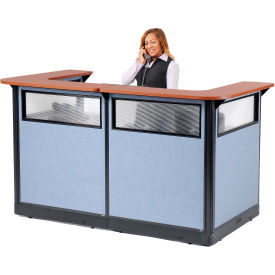 U-Shaped Reception Station w/Window and Raceway 88"W x 44"D x 46"H Cherry Counter