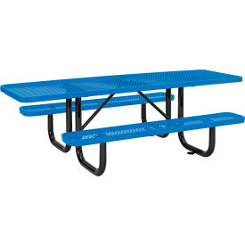 8' Picnic Table, ADA Compliant, Expanded Metal, Blue