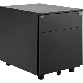 Low Height 2 Drawer Pedestal, 15-1/2"W x 20-1/2"D x 19"H, Black