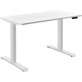 Electric Height Adjustable Desk, 48"W x 30"D, White W/ White Base