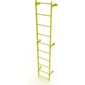 10 Step Steel Standard Uncaged Fixed Access Ladder, Yellow
