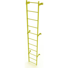 11 Step Steel Standard Uncaged Fixed Access Ladder, Yellow - WLFS0111-Y