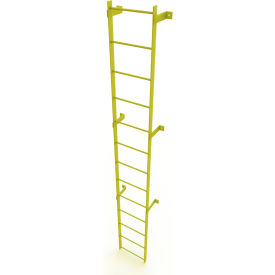 13 Step Steel Standard Uncaged Fixed Access Ladder, Yellow - WLFS0113-Y