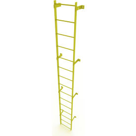 15 Step Steel Standard Uncaged Fixed Access Ladder, Yellow