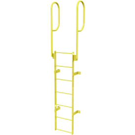 7 Step Steel Walk Through With Handrails Fixed Access Ladder, Yellow