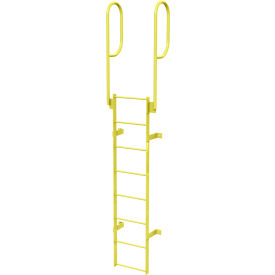 8 Step Steel Walk Through With Handrails Fixed Access Ladder, Yellow