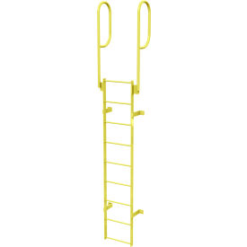 Steel Walk Through With Handrails Fixed Access Ladder, Yellow - WLFS0209-Y