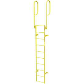 10 Step Steel Walk Through With Handrails Fixed Access Ladder, Yellow