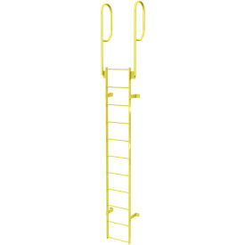 11 Step Steel Walk Through With Handrails Fixed Access Ladder, Yellow - WLFS0211-Y